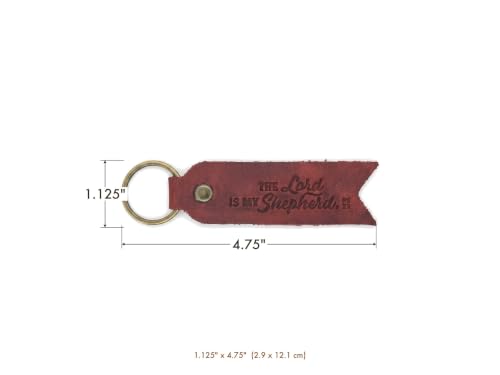 Leather Keychain, Christian Gifts for Men and Women, Full Grain Cowhide Debossed Bible Verse Flat Key Fob - color: Pentecost Red