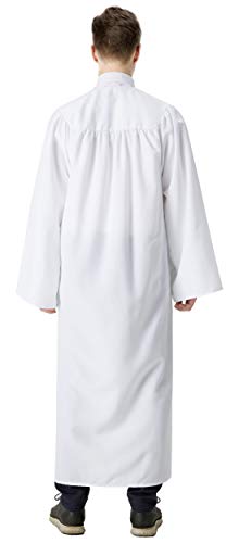 IvyRobes Adults Baptism Robes for Choir Church Judge Graduation Gown Confirmation Officiant Pastor Costume - color: White, size: 51