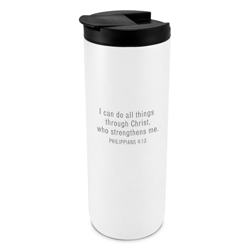 Lighthouse Christian Products Serenity Prayer - 20 ounce White and Black Insulated Stainless Steel Tumbler with Lid Christian Gift - Catholic Travel Cup - style: White Serenity Prayer