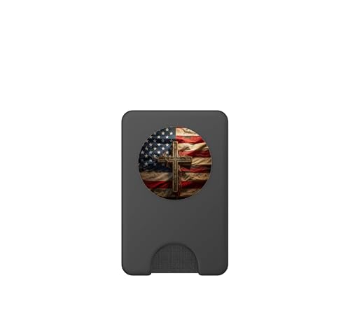 American Flag USA Cross Christian Faith Patriotic PopSockets PopWallet for MagSafe - style: Magnetic PopWallet