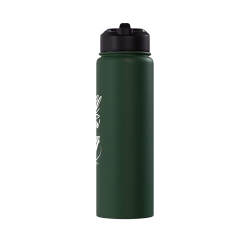 Be Still and Know That I Am God Psalm 46:10 | Christian Gift Stainless Steel Insulated Water Bottle - color: Dark Green