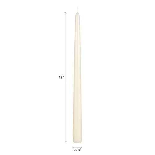 Mega Candles 12 pcs Unscented Ivory Taper Candles, Hand Poured Wax Candle 12 Inch x 7/8 Inch, Home Décor, Wedding Receptions, Centerpieces, Occasions, Events, Romantic Dinners, Prayer, Holders - color: Ivory