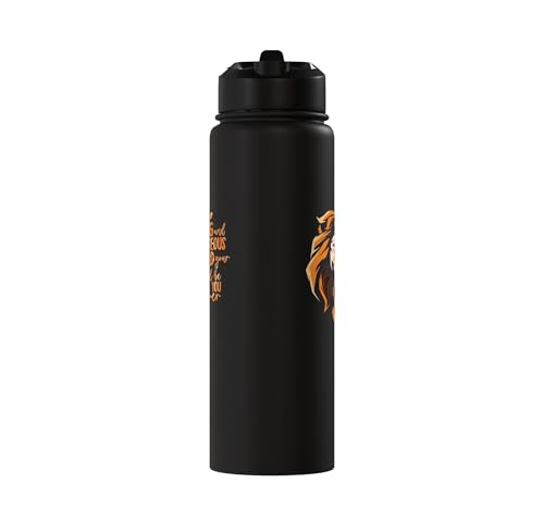 Christian Bible Verse Joshua 1:9 Lion Stainless Steel Insulated Water Bottle - color: Black