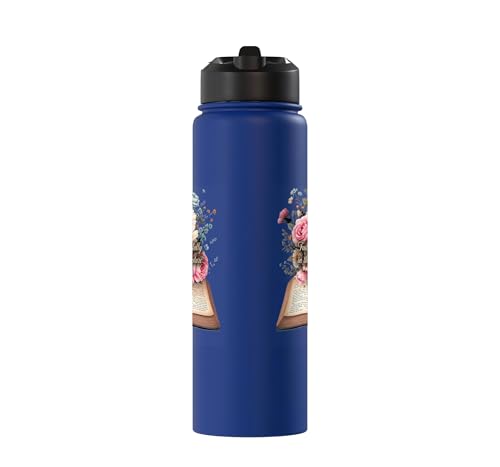 Faith-Based Floral Scripture Design for Women Stainless Steel Insulated Water Bottle - color: Royal Blue