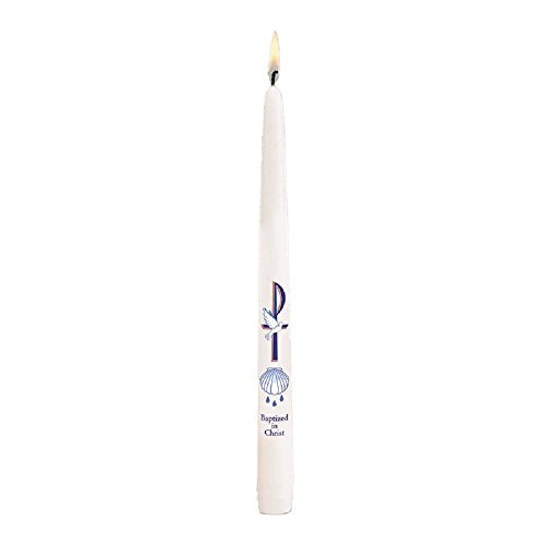 CB Church Supply Hand Decorated 10-Inch Sacramental Taper Candles with Gift Boxes by Will & Baumer, 24-Count, Baptized in Christ