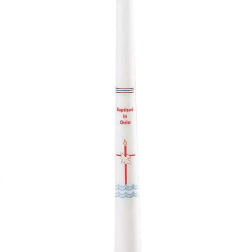 Autom Baptismal Candle - Pack of 24 Sacramental Baptism Taper Candles Individually Boxed, 10", Baptized in Christ - color: Baptized in Christ
