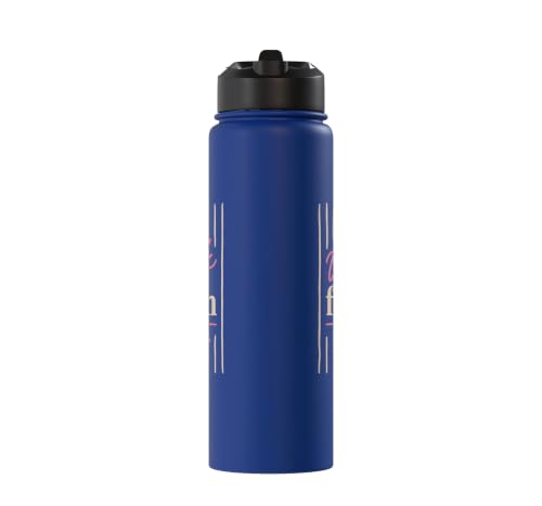 Christian Faith Scripture Verse Walk by Faith Pink Bow Stainless Steel Insulated Water Bottle - color: Royal Blue
