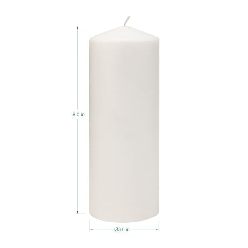 Stonebriar 3 Pack Tall 3 x 8 Inch 80 Hour Long Burning Unscented White Wax Pillar Candles - size: 3 x 8 inches, style: Pack of 3