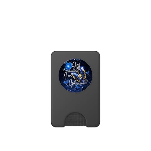 Religious Be Still & Know That I Am God Blue Butterfly Art PopSockets PopWallet for MagSafe - style: Magnetic PopWallet