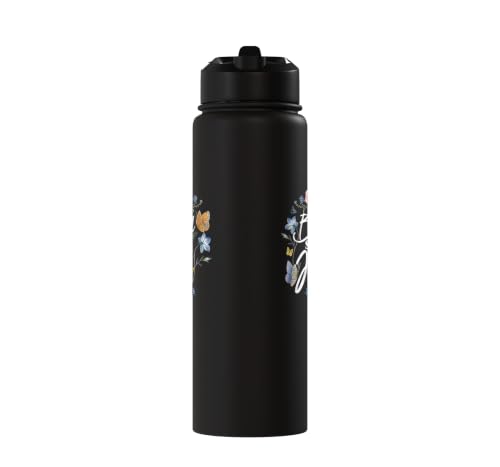 Christian Bible Verse Quote Butterfly Rose Flower John 3:16 Stainless Steel Insulated Water Bottle - color: Black