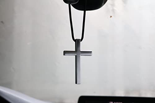 Cross Hanging Ornaments for Rear View Mirror, Metal Car Charm, Pendant Decoration for Truck, Home Decor (Black) - color: Black
