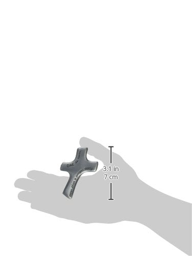 A Prayer Away Silver Metal Palm Cross, Handheld Cross for Comfort and Prayer, 2 3/4 Inches, by Cathedral Art