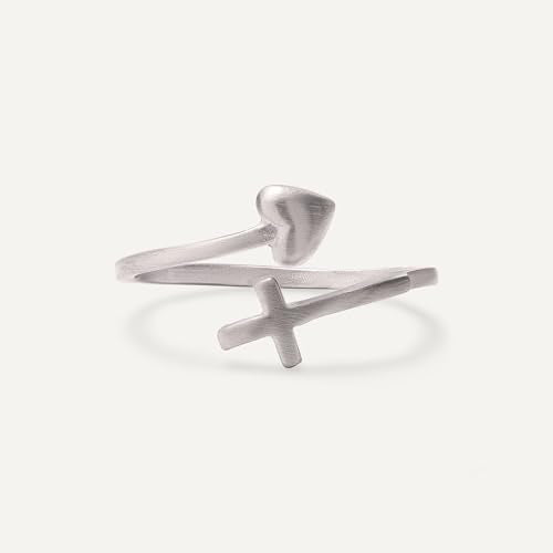 Wrapped in Christ's Love Adjustable Cross Ring Sterling Silver Women