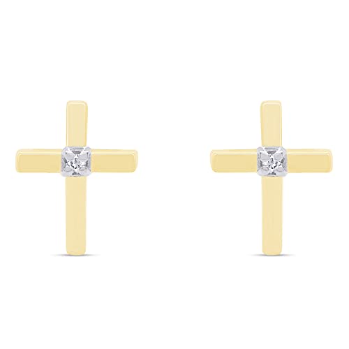 Dainty Cross Stud Earrings for Women with Natural Diamond, Moissanite - color: Moissanite