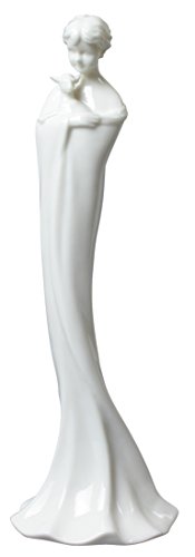 8 Inch All White Porcelain Figurine of Shepherd holding a Lamb in arms