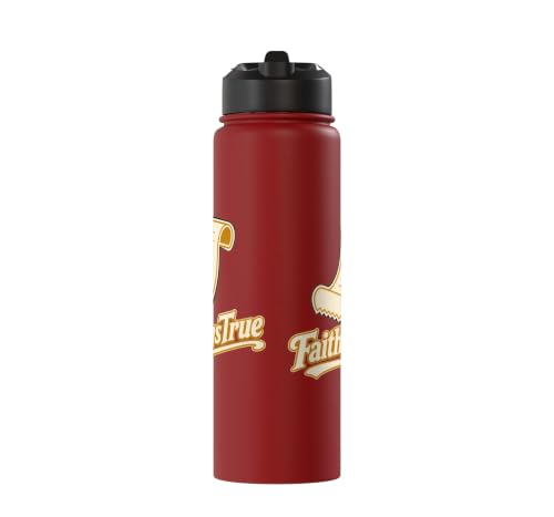Faith Rings True Christian Scripture Cross Stainless Steel Insulated Water Bottle - color: Red