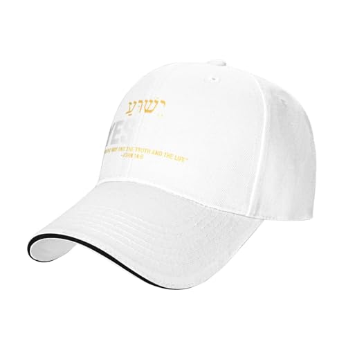 Yeshua Jesus Christian Hat for Men Women Adjustable Baseball Cap Dad Trucker Hat - color: White