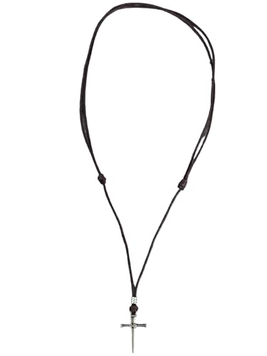 BlueRica Nail & Cross on Adjustable Cord Necklace - style: Brown