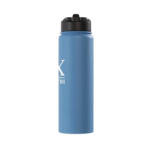 Licensed Sigma Chi Lettered Script - White Stainless Steel Insulated Water Bottle - color: Light Blue