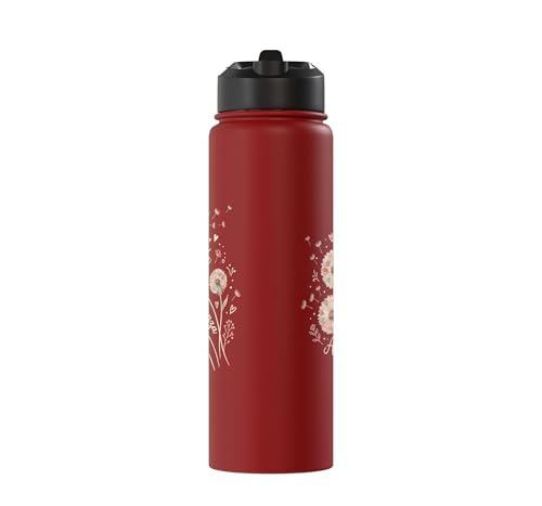Fe Esperanza Amor Floral Christian Spanish Faith Cristianos Stainless Steel Insulated Water Bottle - color: Red