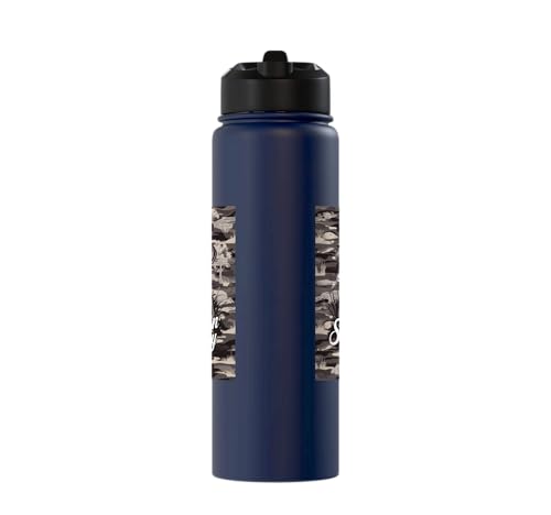 Labrador Hunting Dog Art with Southern Boy Script Stainless Steel Insulated Water Bottle - color: Navy Blue