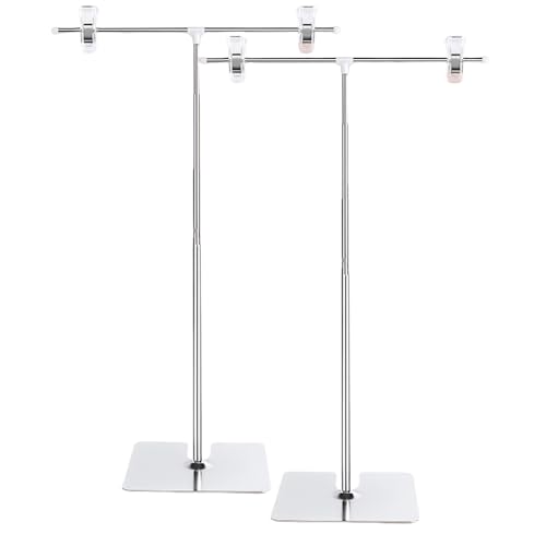 2 Pcs T-Sign Adjustable Metal Banner Holder, Table Top Banner Stand