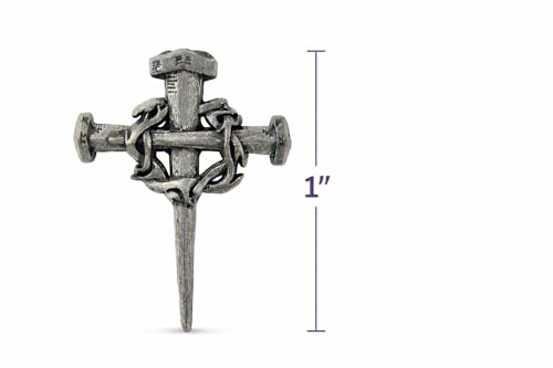 Crown of Thorns Nail Cross Lapel Pin – 1 Inch Christian Faith Pin with Clutch Back | Religious Lenten Pin for Church, Ministry, or Easter Season