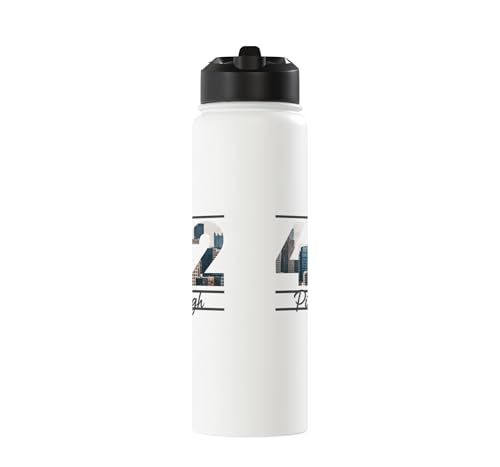 412 Skyline Number City Pride Script Stainless Steel Insulated Water Bottle - color: White