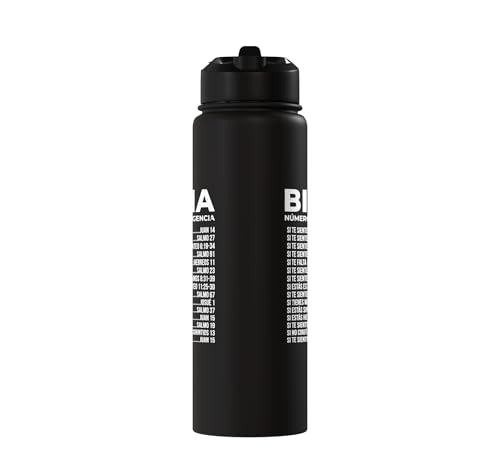 Biblia Numeros De Emergencia Christian Spanish Scripture God Stainless Steel Insulated Water Bottle - color: Black