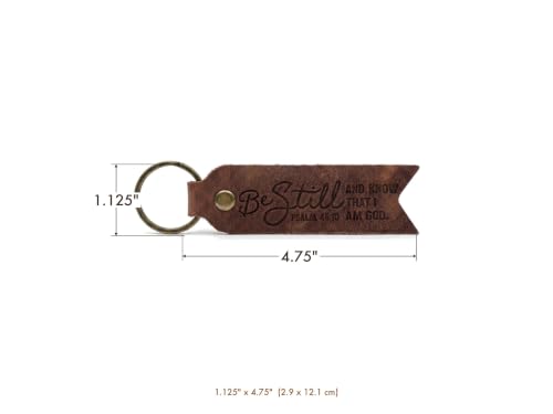 Leather Keychain, Christian Gifts for Men and Women, Full Grain Cowhide Debossed Bible Verse Flat Key Fob - color: Jordan Brown