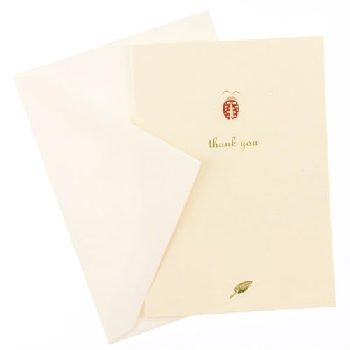 Graphique Ladybug La Petite Presse Boxed Notecards - 10 Embossed and Embellished Gold Foil Ladybug "Thank You" Notes with Matching Envelopes, 3.25" x 4.75" - color: Ladybug