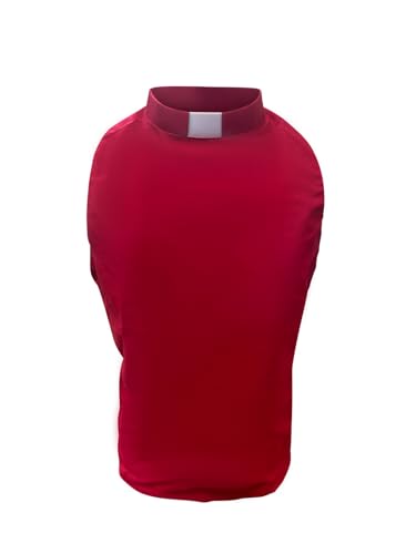 Tab Collar Clergy Shirt Front for Men and Women - color: Red, size: 15"-17.5" Neck