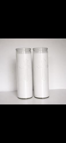 White Prayer Candles Unscented - 2 Pack - Tall Clear Glass Religious Candles - color: White
