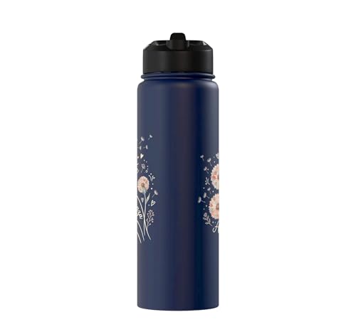 Fe Esperanza Amor Floral Christian Spanish Faith Cristianos Stainless Steel Insulated Water Bottle - color: Navy Blue