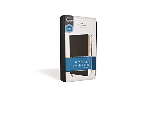 NIV, Pocket Thinline Bible, Bonded Leather, Black, Red Letter, Comfort Print
