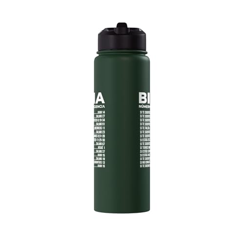 Biblia Numeros De Emergencia Christian Spanish Scripture God Stainless Steel Insulated Water Bottle - color: Dark Green
