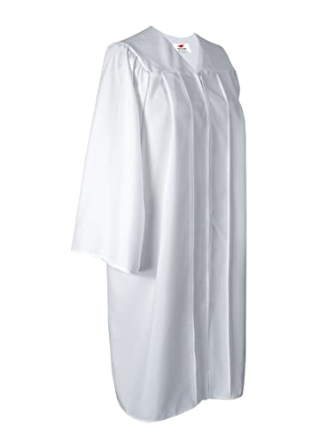 MyGradDay Unisex Matte Choir Robes for Baptism Church Confirmation Pulpit Pastor Judge Graduation Gown - color: White, size: 45''(5'0''-5'2'')