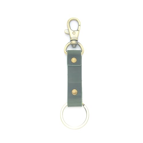 JJNUSA Genuine Leather Keychain Walnut Leather Key Holder Mens Belt Key Chain Ring Fob - color: Plain Green