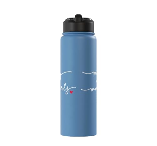 Mahjong With MahGirls Elegant Script Heart Stainless Steel Insulated Water Bottle - color: Light Blue