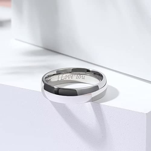 King Will 316L Wedding Band for Men Women, 4-8mm I LOVE YOU Dome Size 4-15 - color: A-Sliver-Plated-6mm
