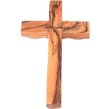Holy Land Market Hand Carved Olive Wood Wall Cross Pair 4.75 Inch - size: 5"L x 3"W