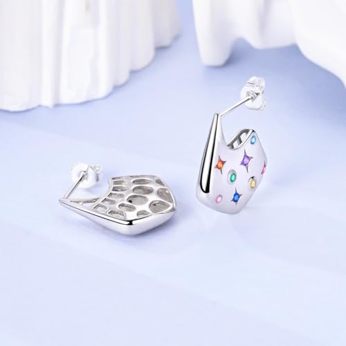 LAZA 925 Sterling Silver Stud Earrings for Women Cat and Sunflower Earrings - color: Color Star