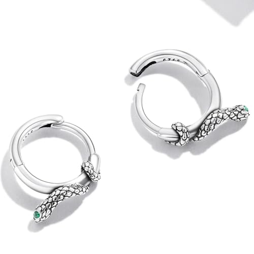 925 Sterling Silver Earrings Hypoallergenic Huggie Earring for Women - color: Silver Snake