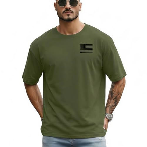 Men's Jesus Christian Shirts Christ America Flag Casual Tops - color: Green-one Nation Under God, size: XX-Large