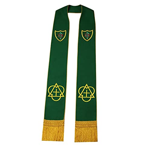 BLESSUME Church Clergy Pastor Cross Embroidered Stole - color: Green 3
