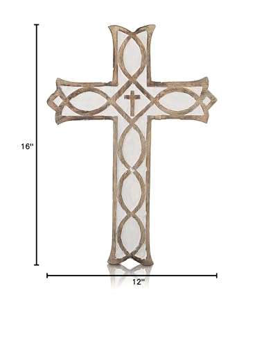 Wooden Catholic Crucifix Christian Cross Wall Hanging Church Altar Decor - color: White Wash Finish