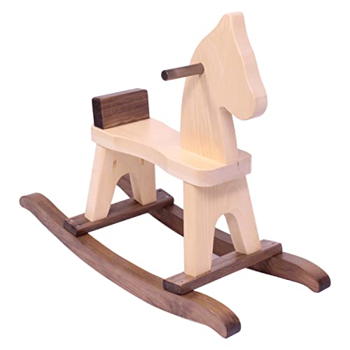 Wooden Rocking Horse Toddler Ride-On Toy (Walnut and Natural) - color: Walnut and Natural