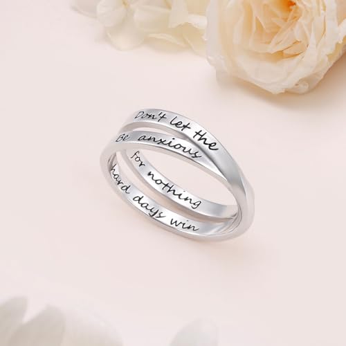 YinShan 925 Sterling Silver Inspirational Ring I am Enough Rings/God Grant Me The Serenity/Always Remember You Are Braver for Women Girls Size 6-9 - style: Don't Let the Hard Days Win