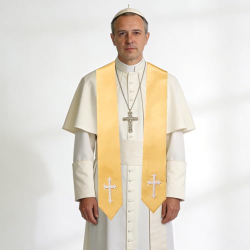 Clergy Stole & Choir Stole with Embroidered 60/72" - color: Gold, size: 72 inch