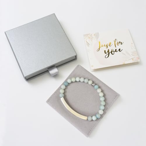 Inspirational Christian Bracelet for Women, 18K Gold Plated Bible Verse Jewelry with Amazonite Beads, Religious Faith Gift for Mom, Daughter, Sister, Friend - color: A Sweet Friendship Refreshes The Soul-Amazonite Silver
